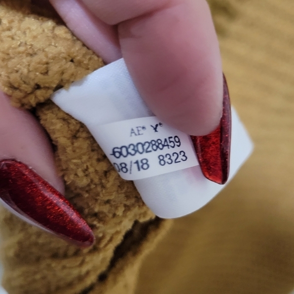 American Eagle Brown Tan Boho Cropped Ribbed Oversized Sweater Medium - Picture 11 of 11